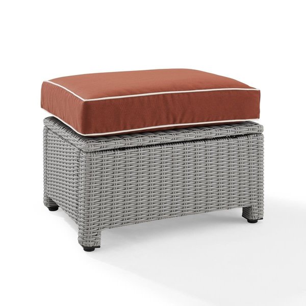 Crosley Furniture Bradenton Outdoor Wicker Ottoman, Sangria & Gray KO70014GY-SG